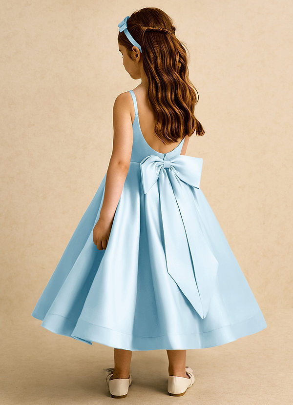 Azazie Babs Flower Girl Dresses Sky Blue Ball-Gown Pleated Matte Satin Dress image1