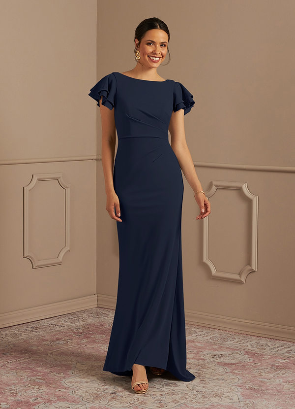 Mother of the bride long store navy dress