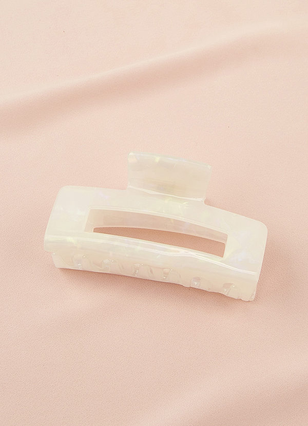 front Iridescent Ivory Hair Claw Clip