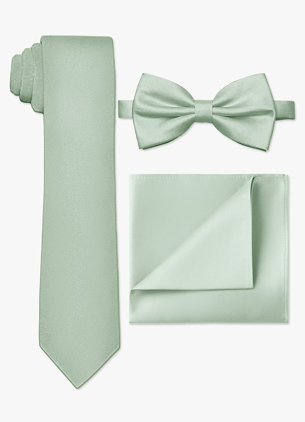 front Matte Satin Skinny Tie & Bow Tie & Pocket Square Set