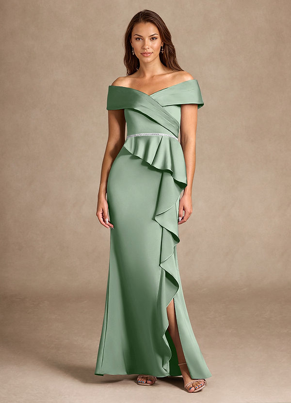 Azazie Dareia Vestidos de Madre de la Novia Vestido de Matcha de Satén Elástico de Sirena con Vestidos sin tirantes image1