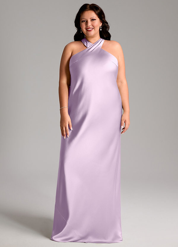 Azazie Doretta Bridesmaid Dresses Frosted Lilac Mermaid Pleated Stretch Satin Dress image1