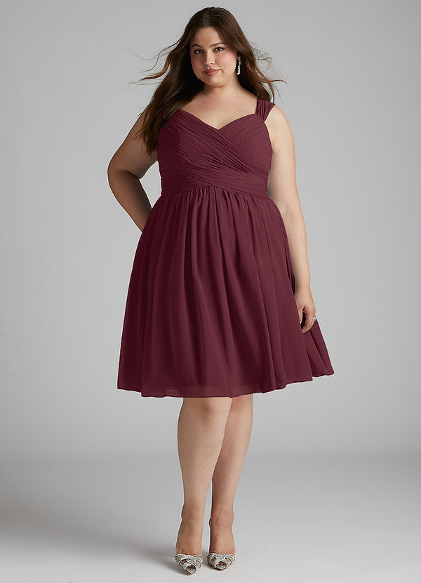 Azazie Angie Robes Demoiselle d'honneur Robe Trapèze en Mousseline de soie Corset Cabernet image1