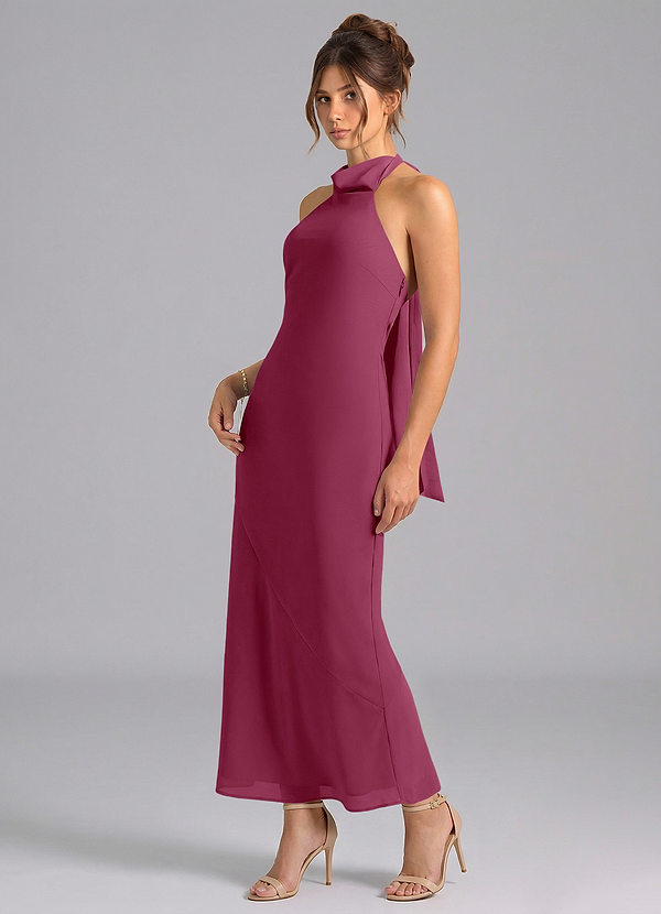Azazie Velli Bridesmaid Dresses Mulberry Mermaid High Neck Chiffon Dress image1