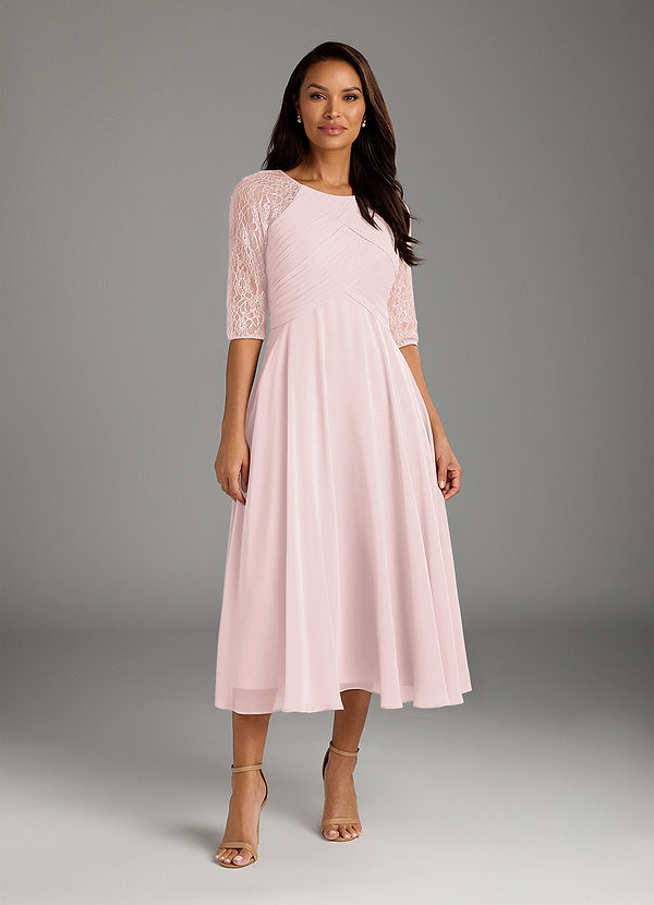 Azazie Dorothea Mother of the Brides Dresses Blushing Pink A-Line Scoop lace Chiffon Dress image1