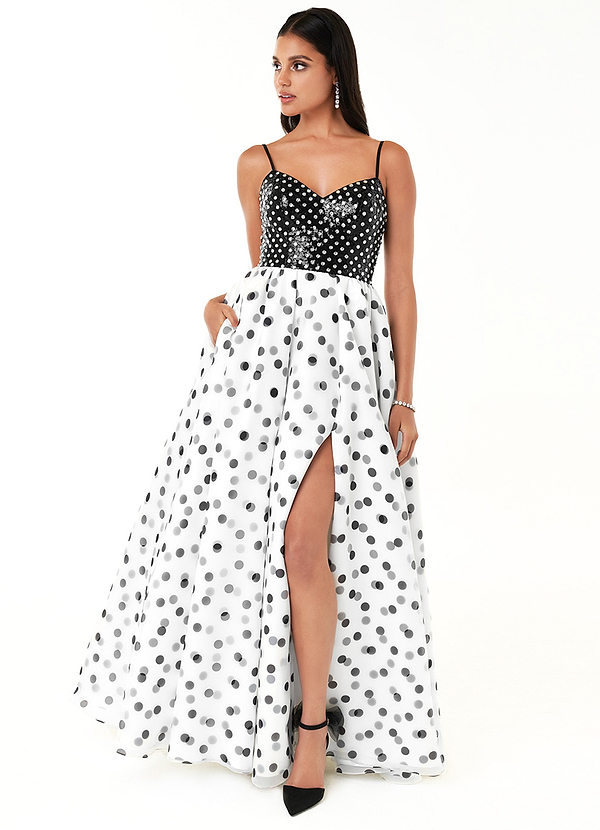 Gwen Black and White Polka Dot Contrast Gown image1