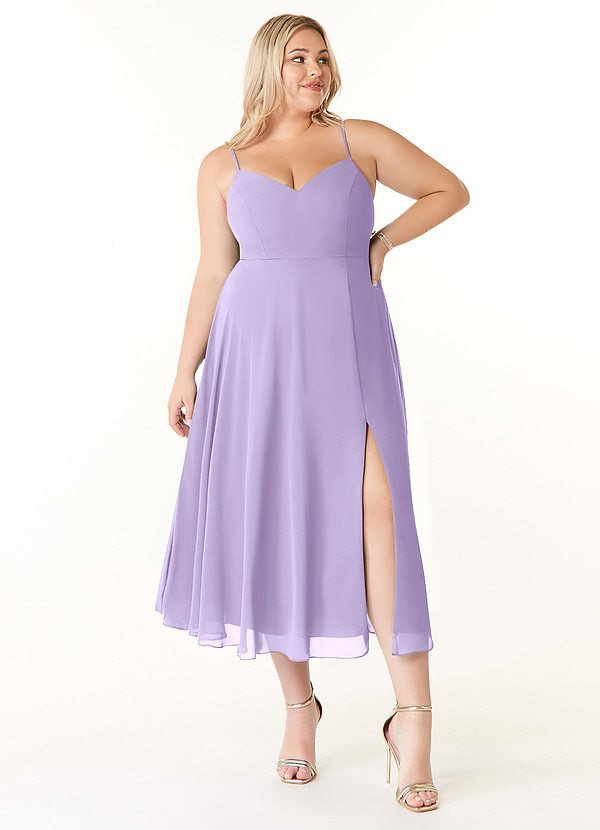 Azazie Clarissa Bridesmaid Dresses Lilac A-Line V-Neck Chiffon Dress image1