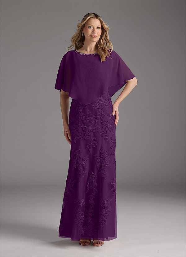 Azazie Whilhelmina Robe Mère de la Mariée & du Marié Robe Sirène en Mousseline de soie Dentelle Grain De Raisin image1