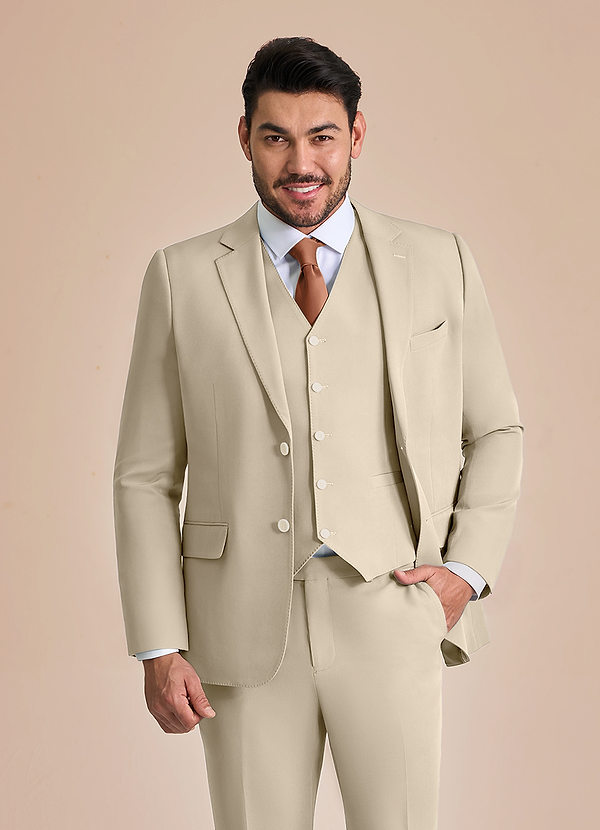 front James Tan Structured Stretch Suit Jacket