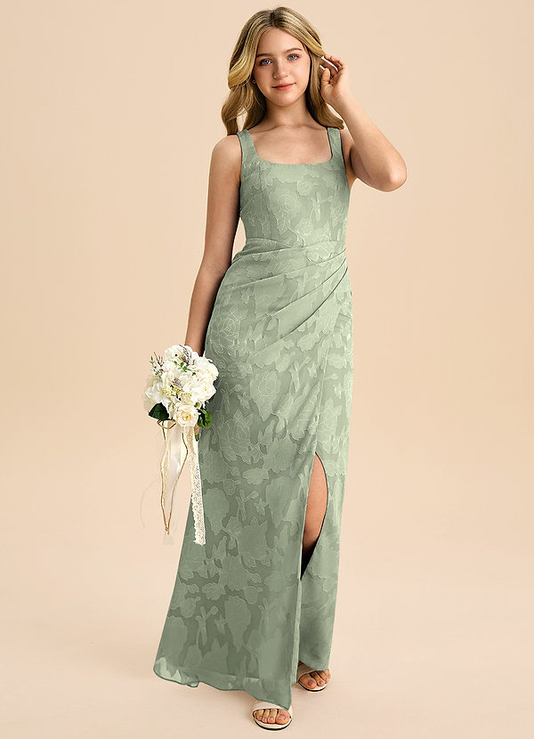 Azazie Mero Junior Vestido Agave de Esgotamento Floral de Bainha com Plissado image1