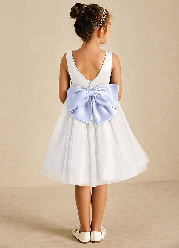 Azazie Seline Flower Girl Dresses Ivory Lavender A-Line Bow Tulle Dress image1