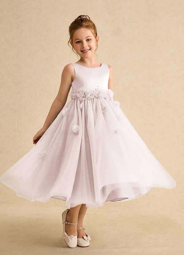 Azazie Lux Flower Girl Dresses Rose Petal A-Line Beaded Tulle Dress image1