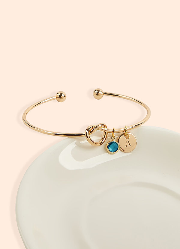 front Personalised Birthstone Letter Knot Bracelet