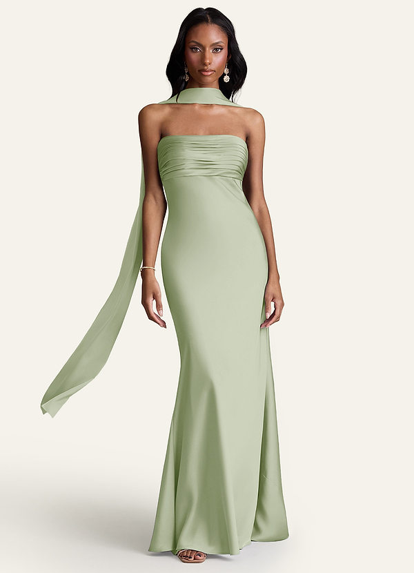 front Azazie Dopasowany kolor, elastyczny szalik satynowy