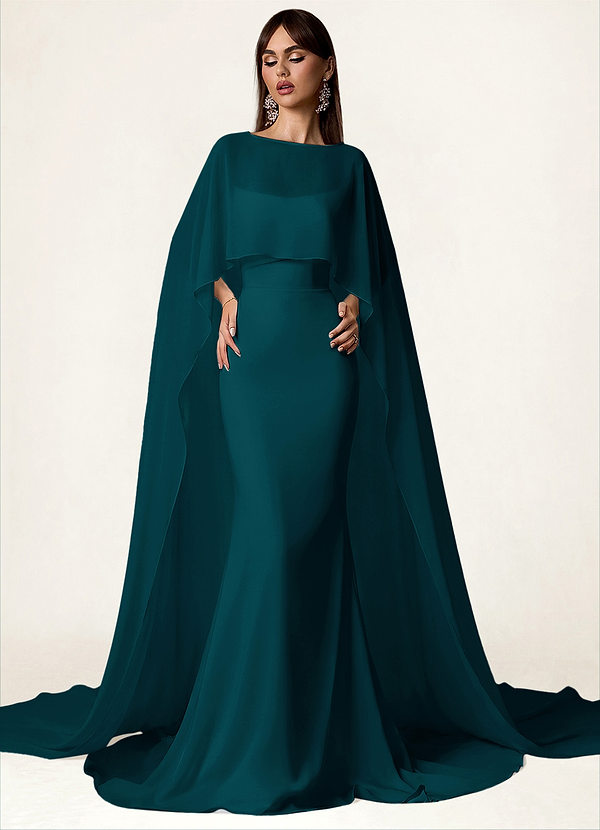 front Azazie Chiffon-Umhang in passender Farbe