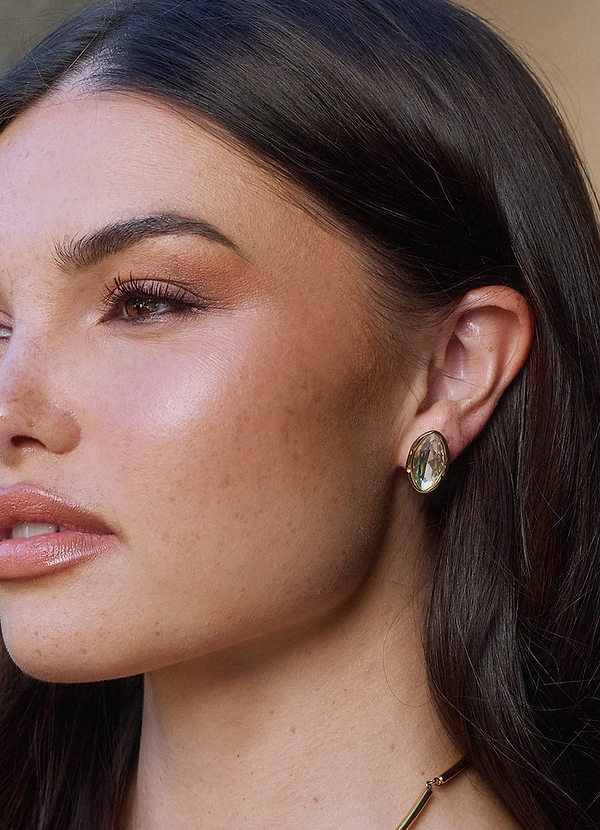 Pendientes de botón con bisel texturizado de cristal marquesa front