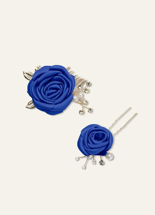 front Matching Color Matte Satin Rose Hairpin Set