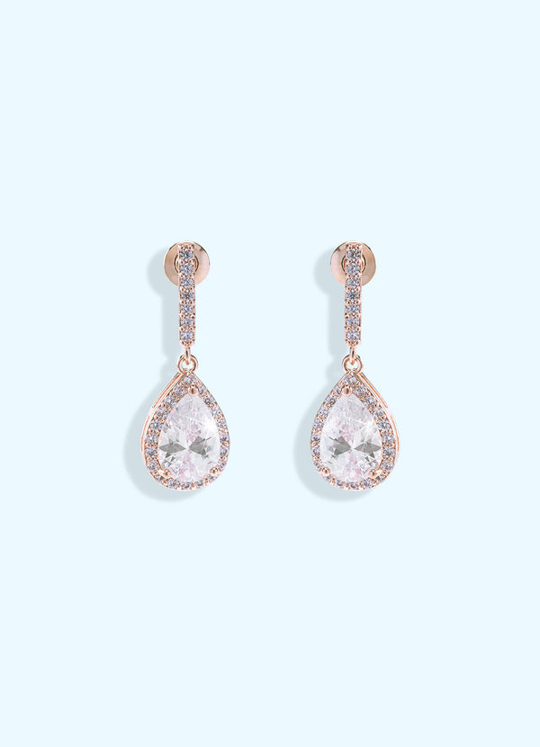 front Pear Solitaire Drop Earrings