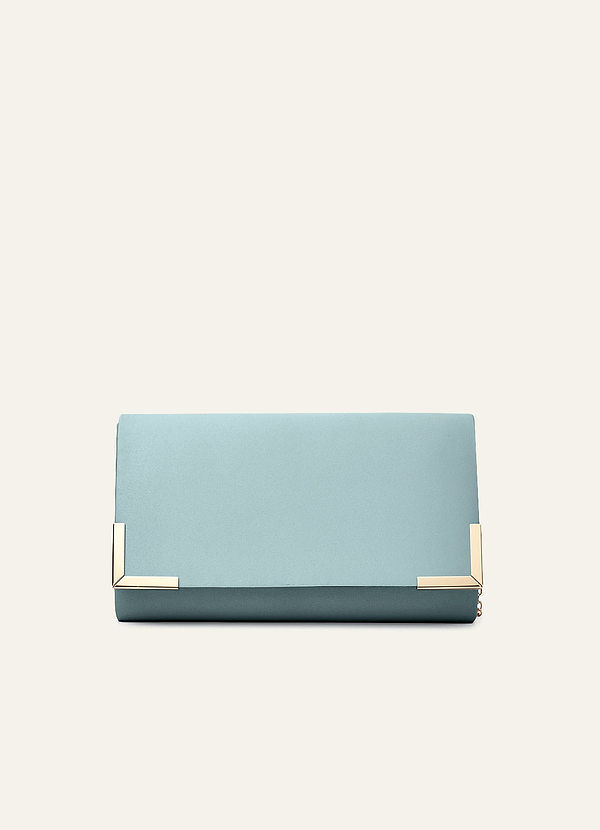 front Matching Color Matte Satin Envelope Clutch Bag