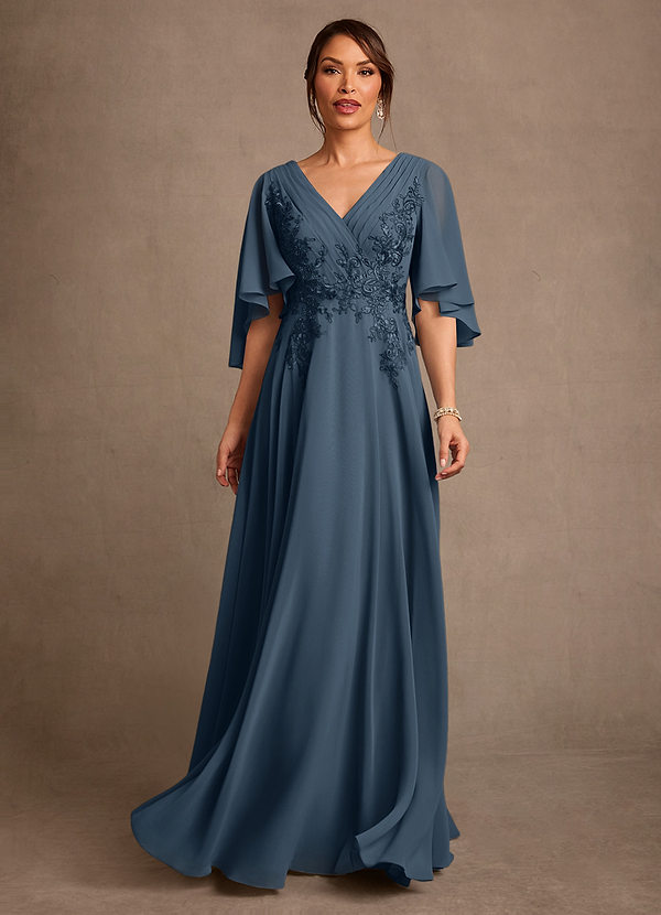 Azazie Tilda Mother of the Brides Dresses Neptune A-Line Lace Chiffon Dress image1