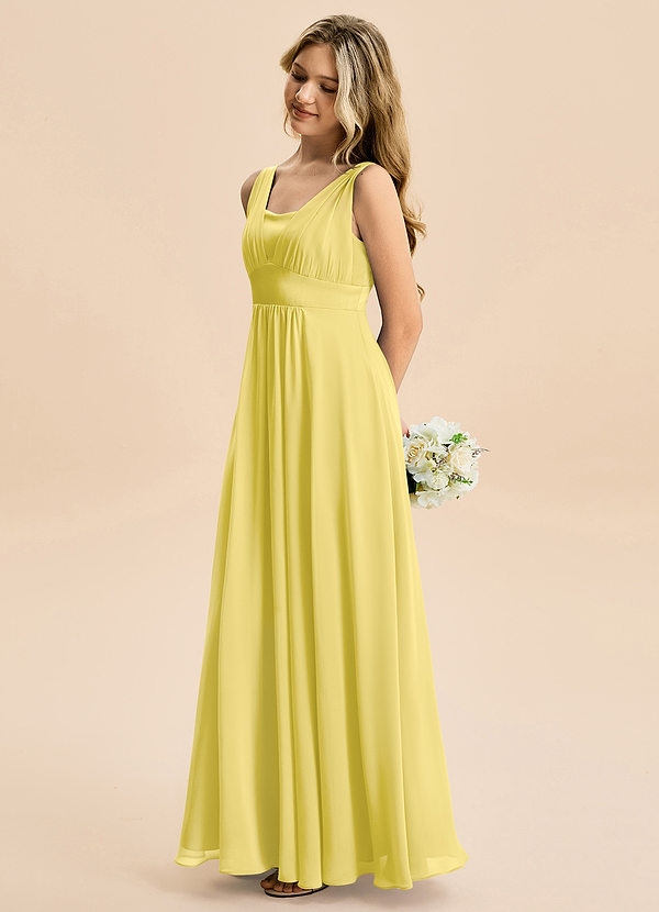 Azazie Odette Junior Canary A-Line Sweetheart Neckline Chiffon Dress image1