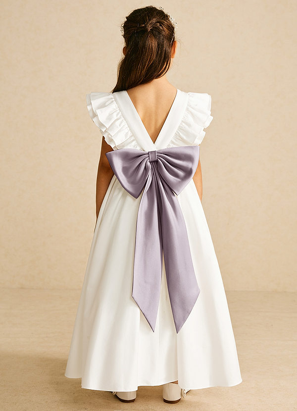 Azazie Aero Flower Girl Dresses Ivory Dusk A-Line Pleated Cotton Dress image1