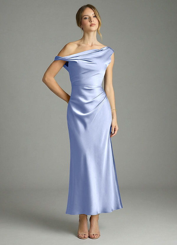 Azazie Emerson Vestidos Dama de Honor Vestido de Hielo de Satén Elástico de Corte Sirena con Vestidos sin tirantes image1