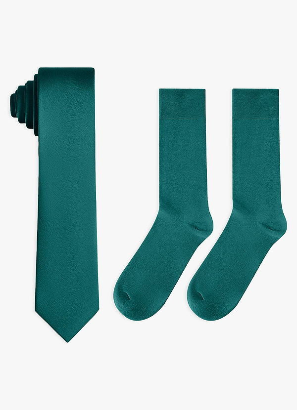 front Matching Stretch Satin Skinny Tie and Cotton Socks Set