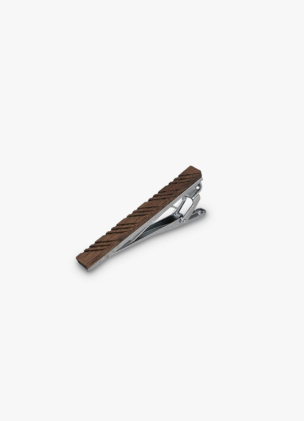 front Wooden Striped Tie Clip