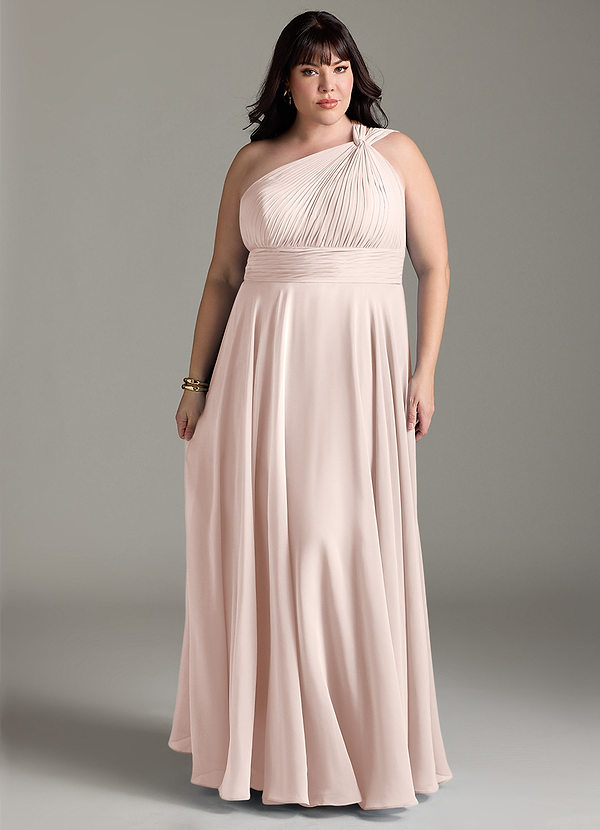 Azazie Charlize Bridesmaid Dresses Rose Petal A-Line One Shoulder Chiffon Dress image1