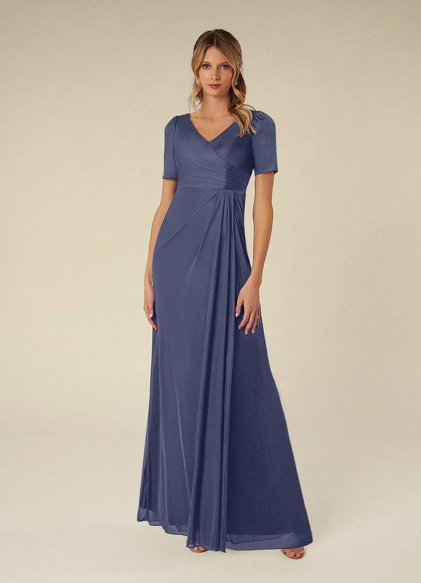 Azazie Bessie Mother of the Brides Dresses Stormy A-Line Pleated Mesh Dress image1