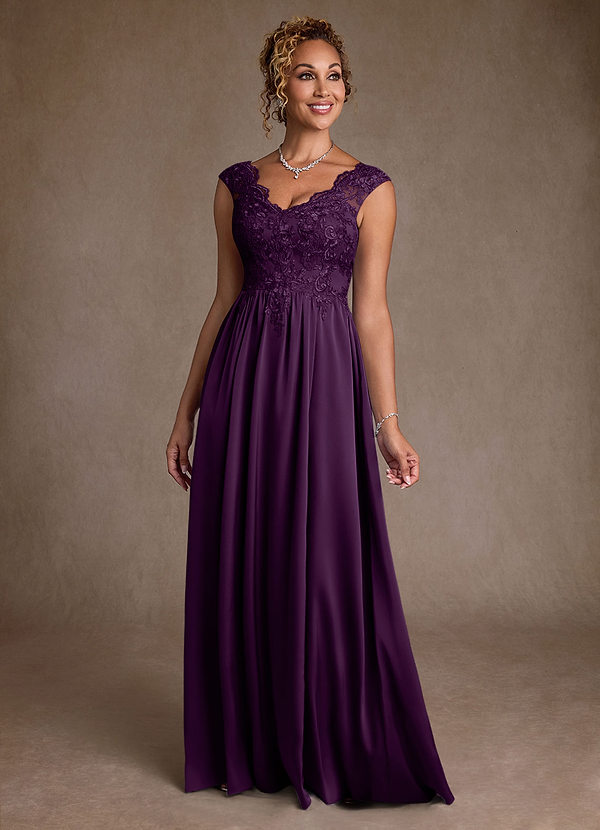 Azazie Amethyst Moeder van de Bruid Jurken A-Lijn Jurk van Kant Druif image1