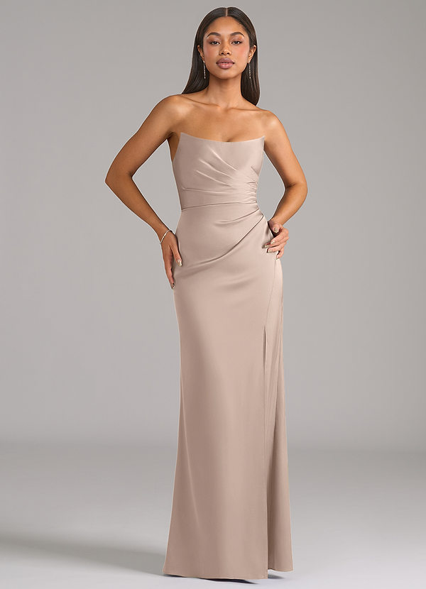 Azazie Marla Bridesmaid Dresses English Rose Sheath Strapless Stretch Satin Convertible Dress image1