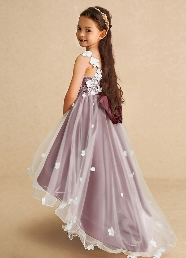 Azazie Celia Flower Girl Dresses Desert Rose A-Line Lace Tulle Dress image1