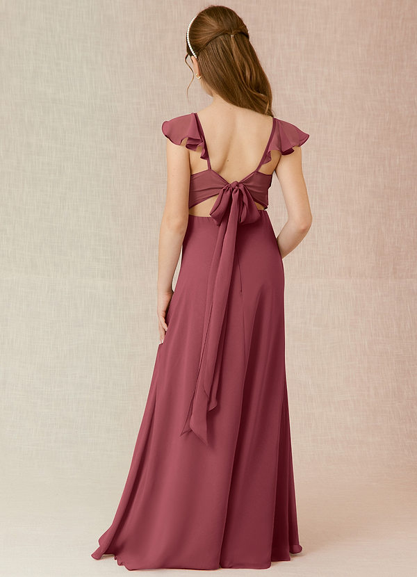 Azazie Everett Junior Merlot A-Line Chiffon Dress image1