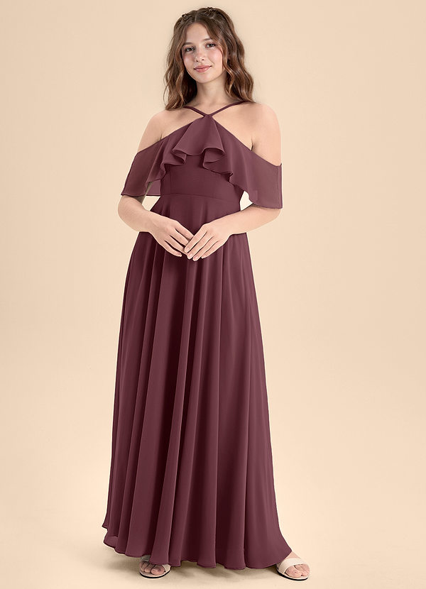 Azazie Tessabelle Junior Vestido de Sangrado de Gasa de Corte En A con Vestidos sin tirantes image1