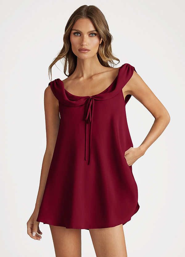 front Burgundia Komplet piżamowy Babydoll Top i spodenki