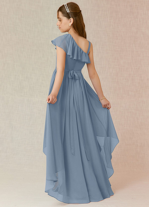 Azazie Mango Junior Dusty Blue A-Line Ruched Chiffon Dress image1