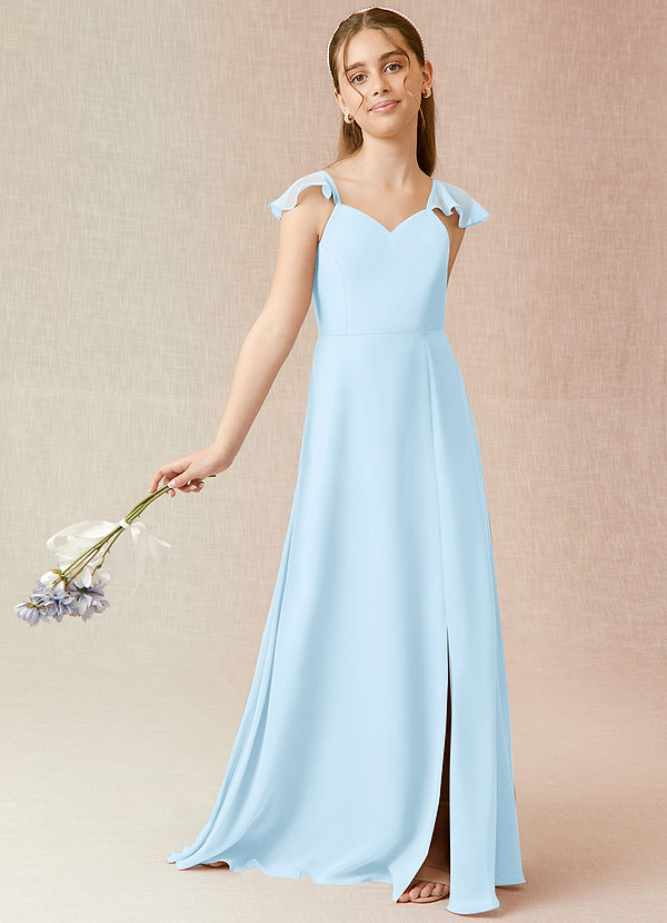 Azazie Everett Junior Sky Blue A-Line Chiffon Dress image1