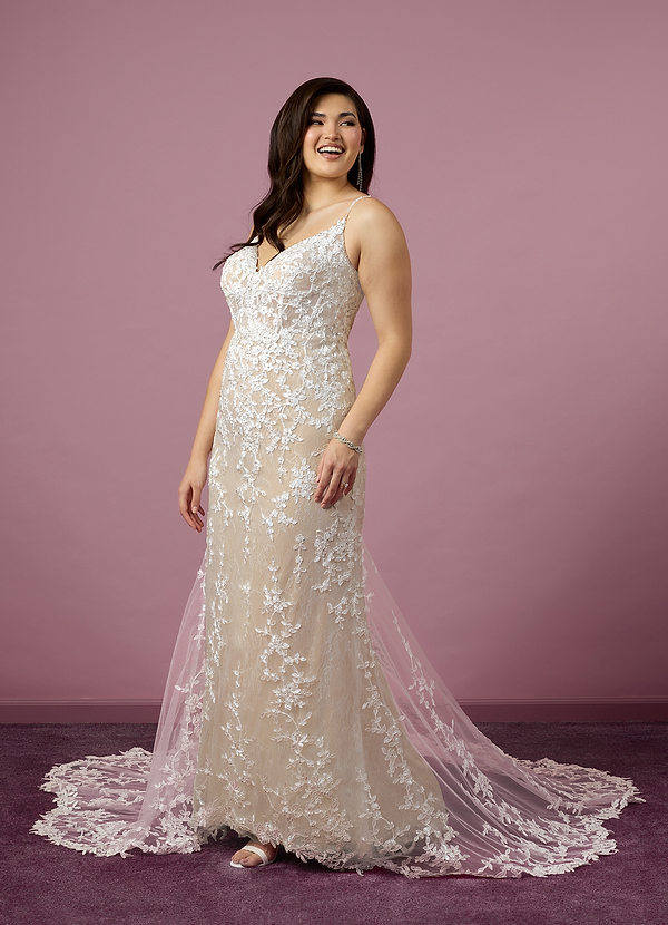 Barbie ♥ Azazie Wedding Dresses Diamond White Sand Mermaid Sequins Tulle Dress image1