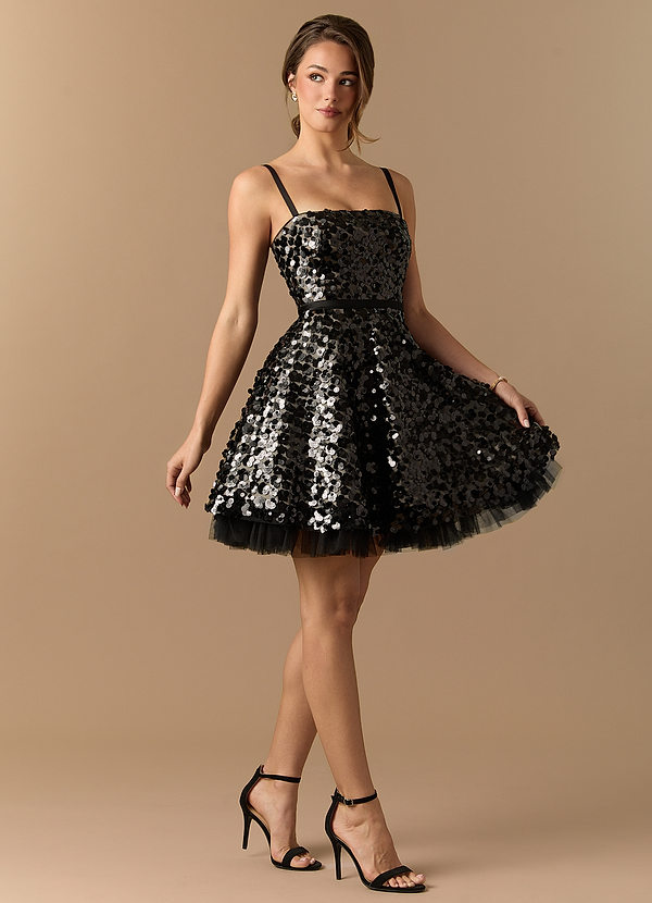 Bianka Black Shimmer Mini Dress image1