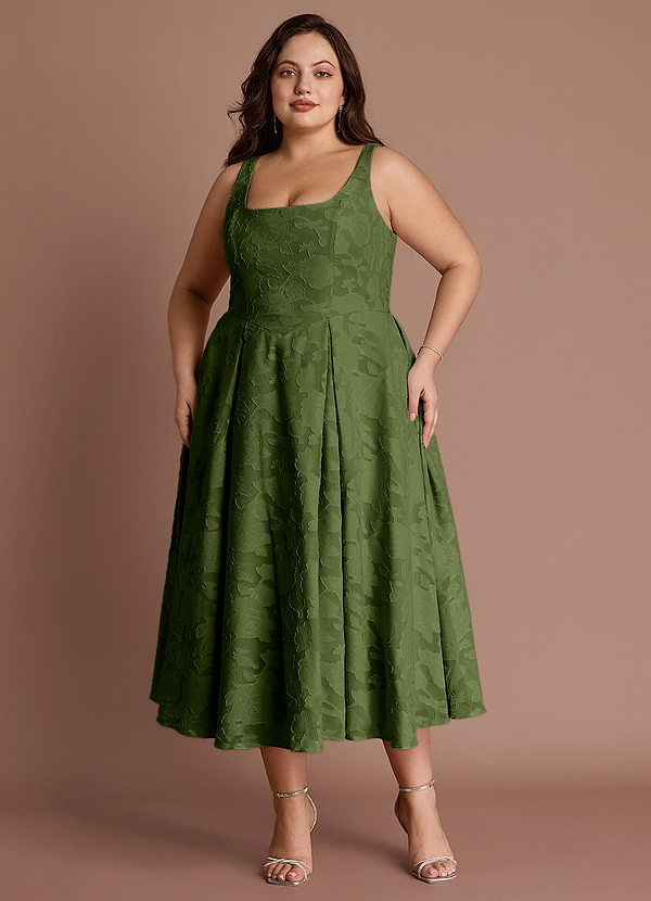 Amalie Olive A-line Midi Dress image1