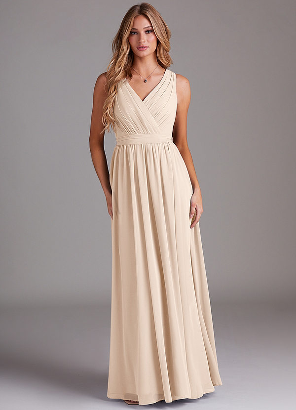 Azazie Kingsley Brautjungfernkleider A-Linie Spitze Chiffon Kleid Alabaster Weiß image1
