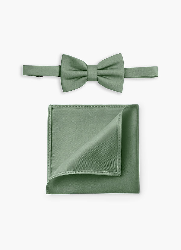 front Boy's Adjustable Stretch Satin Bow Tie & Pocket Square Set