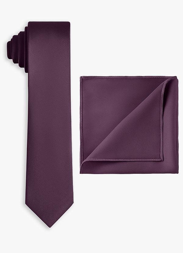 front Set van skinny stretch satijnen stropdas en pochet