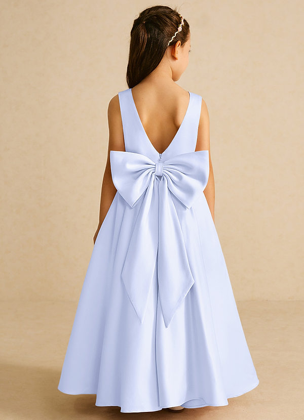 Azazie Pipsy Flower Girl Dresses Lavender A-Line Bow Matte Satin Dress image1
