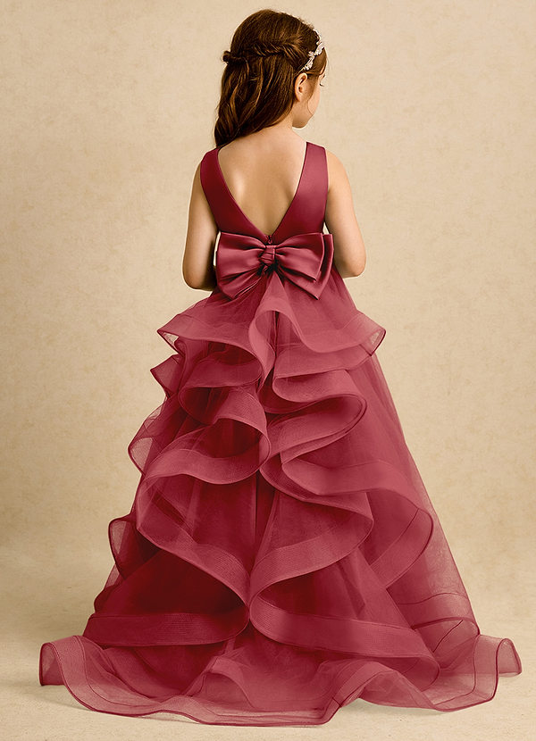 Azazie Lior Flower Girl Dresses Pomegranate Ball-Gown Pleated Tulle Dress image1