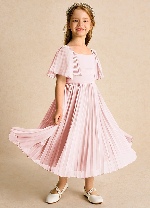 Azazie Gisele Abiti da Ragazza di Fiori Abito A-Line in Chiffon Plissettato Rosa Rossore image1