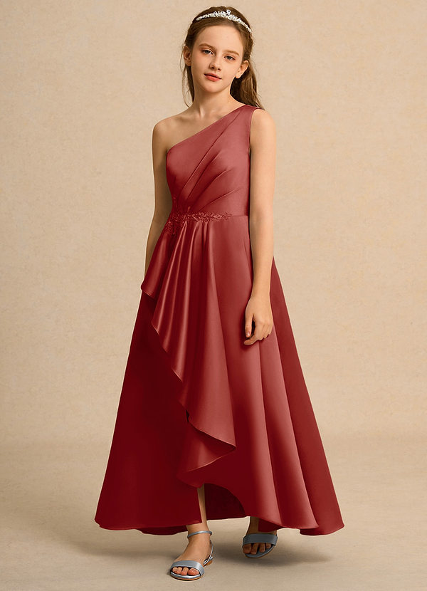 Azazie Taffy Junior Formal Klänningar för brudeflicka Klä A-Line i Matt satäng Spets image1