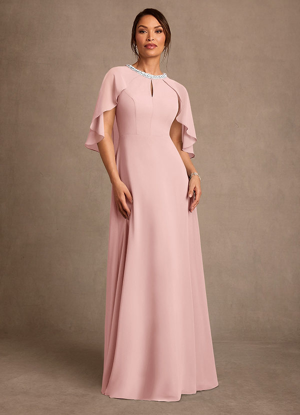 Azazie Winnifred Mother of the Brides Dresses Powder Pink A-Line Beaded Chiffon Dress image1